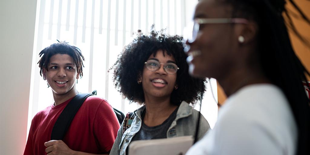 a group of students talking