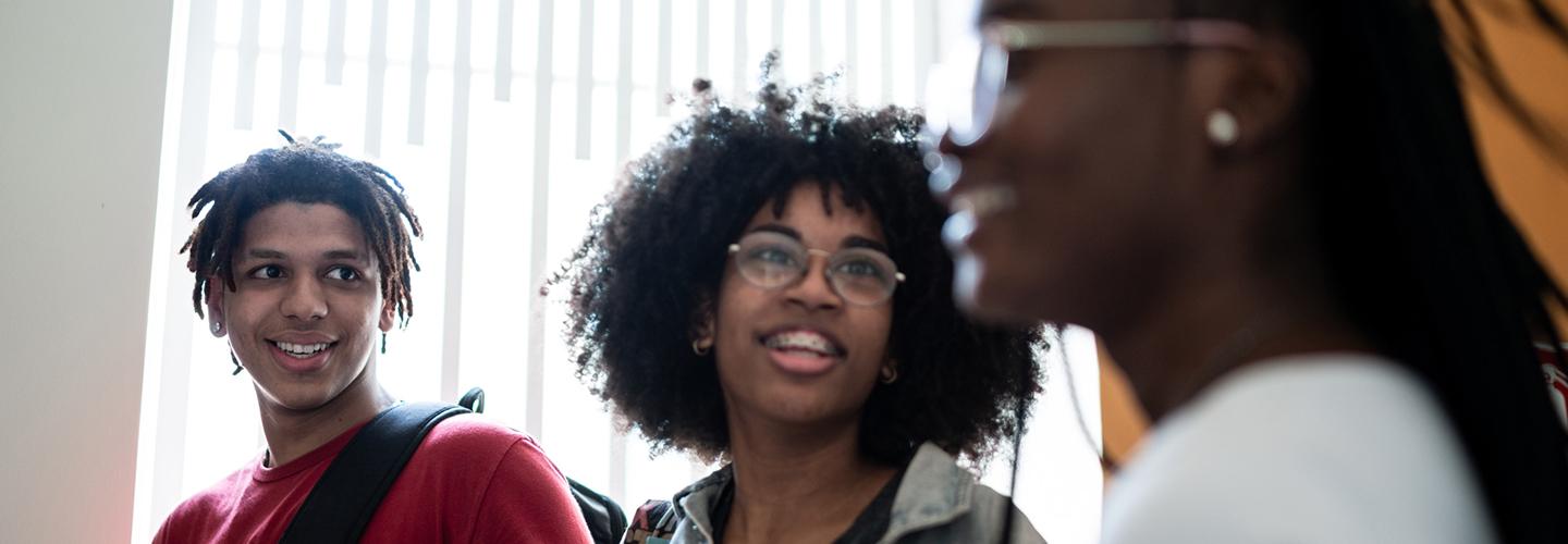 a group of students talking