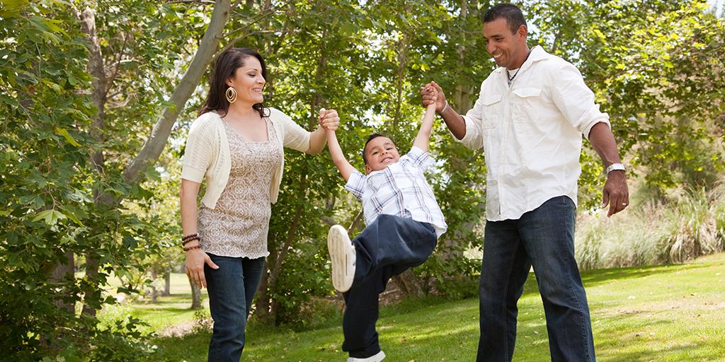 parents play with their child