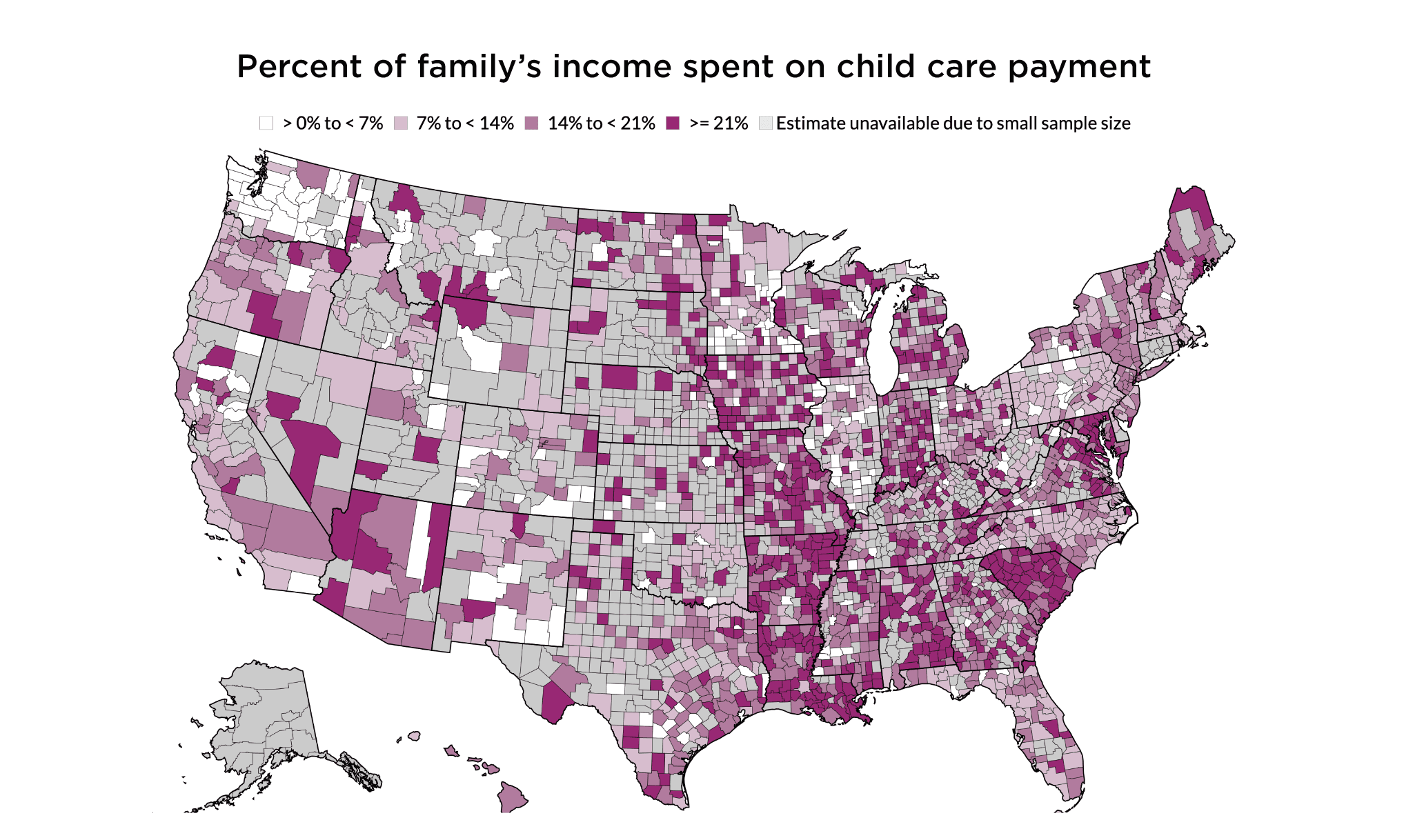 percent of family's income spent on child care payment